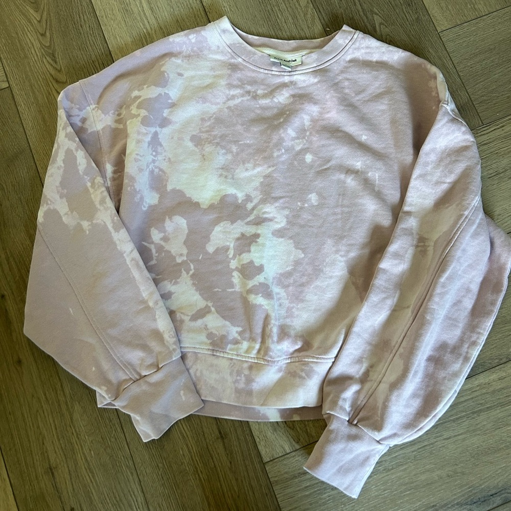 Frank and oak terry sweatshirt in pink tie dye